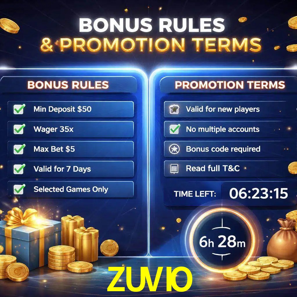 Reglas de promoción ZUVIO y condiciones de bonos explicadas visualmente